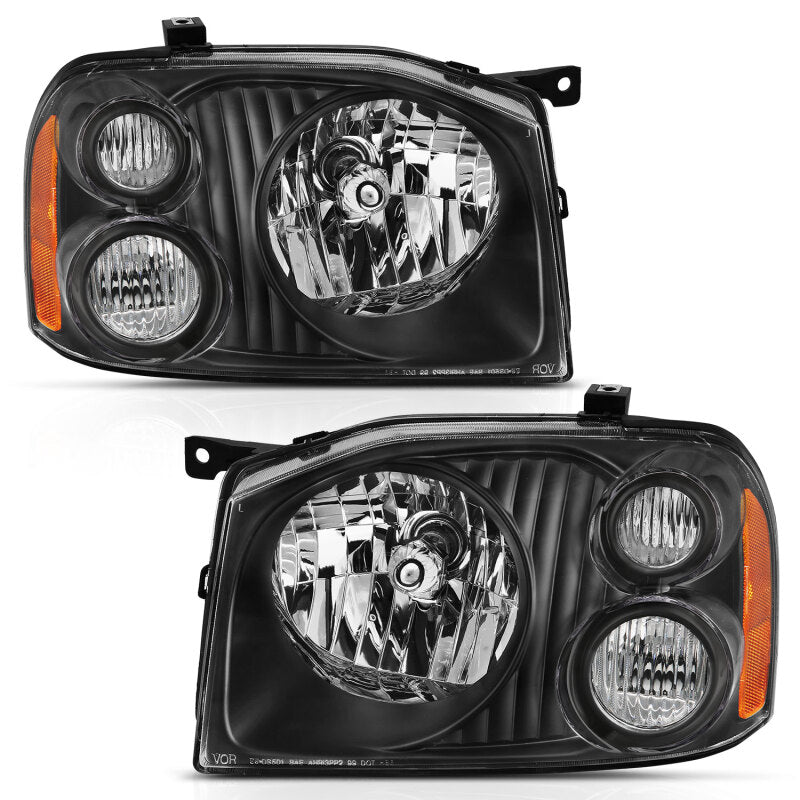 ANZO 2001-2004 Nissan Frontier Se Crystal Headlight Black Amber Reflector