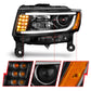 ANZO 2014-2015 Jeep Grand Cherokee Projector Headlights w/ Plank Style Design Black