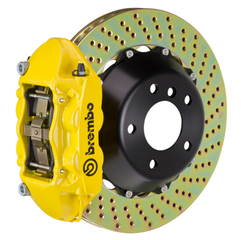 Brembo 11-18 Cayenne/S/GTS Rear GT BBK 4 Piston Cast 380x28 2pc Rotor Drilled- Yellow