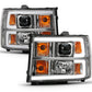 ANZO 2007-2013 Gmc Sierra 1500 Projector Headlight Plank Style Chrome w/ Clear Lens Amber