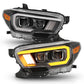 ANZO 2016-2017 Toyota Tacoma Projector Headlights w/ Plank Style Switchback Black w/ Amber w/ DRL