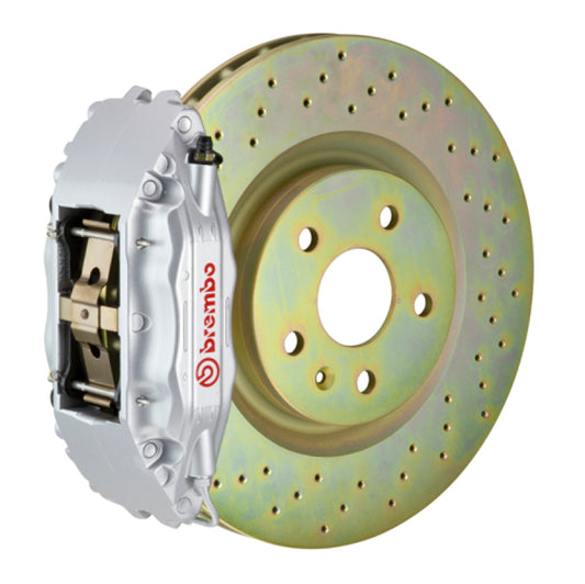 Brembo 05-13 Corvette Front GT BBK 4 Piston Cast 2pc 355x32 1pc Rotor Drilled-Silver