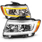 ANZO 11-13 Jeep Grand Cherokee (Factory Halogen Only) Projector Headlights w/Light Bar Swchbk Chrome