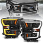 ANZO 2015-2017 Ford F-150 Projector Headlights w/ Plank Style Switchback Black w/ Amber