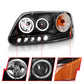 ANZO 1997.5-2003 Ford F-150 Projector Headlights w/ Halo and LED Black 1pc