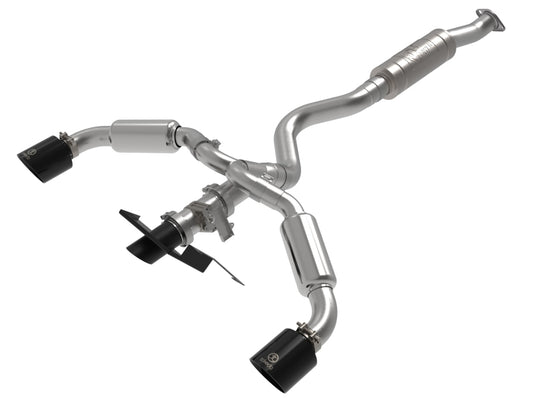 aFe 23-24 Toyota GR Corolla L3 1.6L (t) Gemini XV 3in to 2-1/2in Cat Back Exhaust w/ Black Tips