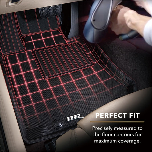 3D MAXpider 2020 Hyundai Palisade Kagu 1st & 2nd & 3rd Row Floormats - Black