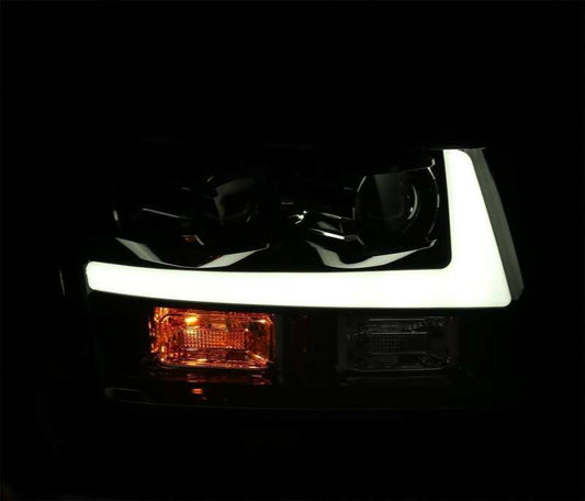 AlphaRex 07-14 Chevrole Tahoe PRO-Series LED Headlights Plank Style Blk w/Activ Light/Seq Signal/DRL