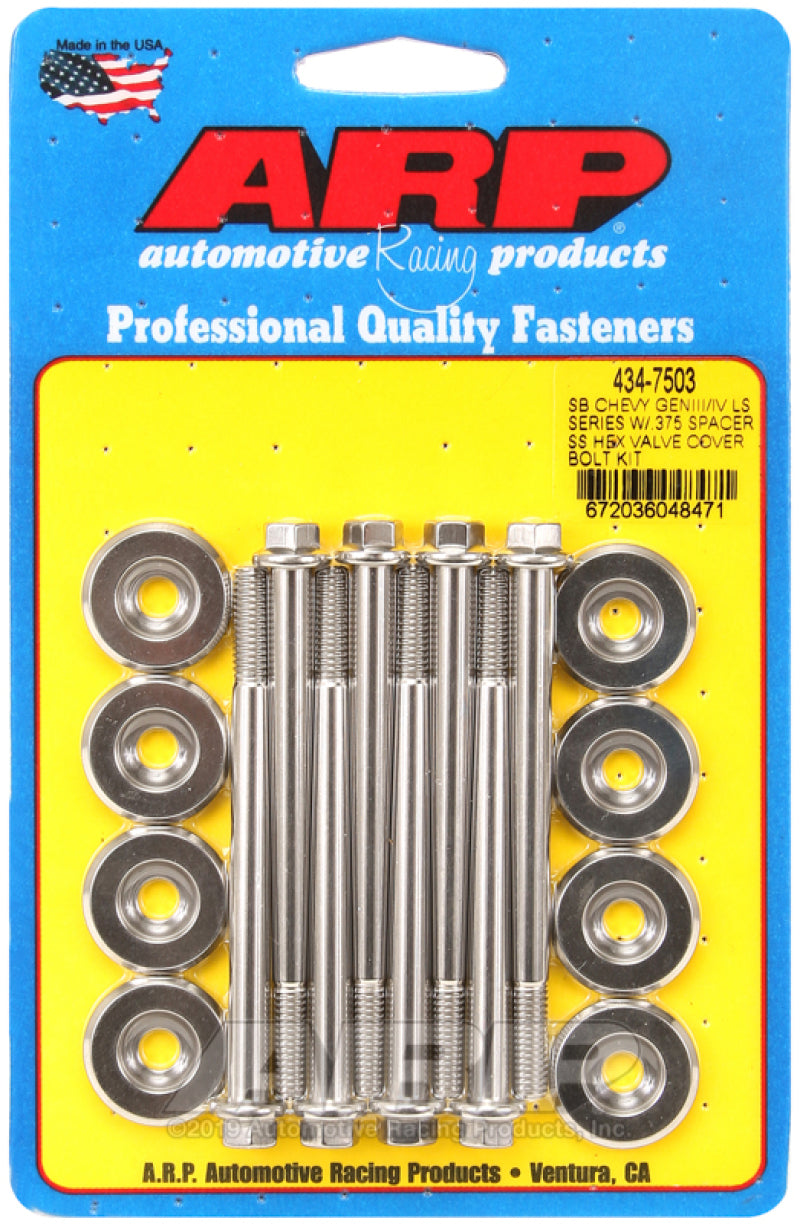 ARP SB Chevrolet Gen III/IV LS Series w/ 0.375 Spacer SS Hex Valve Cover Bolt Kit