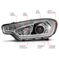 ANZO 2014-2016 Kia Forte Projector Headlights w/ Light Bar Chrome Housing