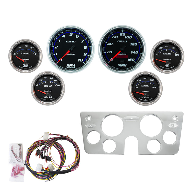 Autometer 67-72 GM Truck Billet Dash Panel - Tach/MPH Speedo/Oil Press/Water Temp/Volt - Cobalt