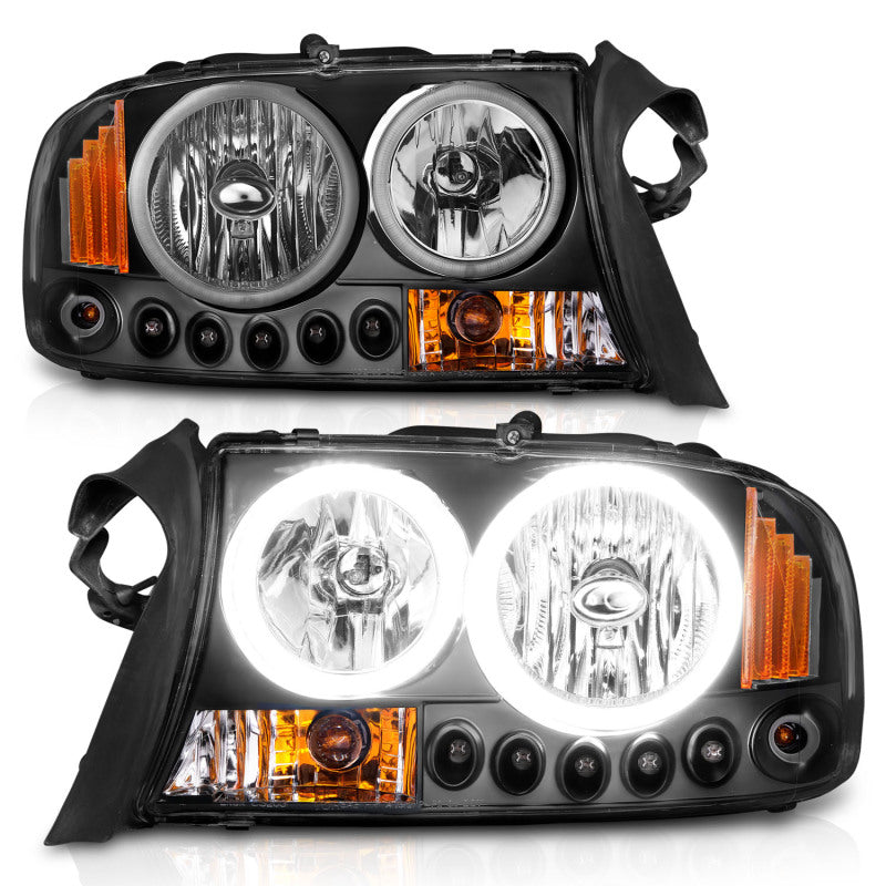 ANZO 1997-2004 Dodge Dakota Crystal Headlights Black 1pc