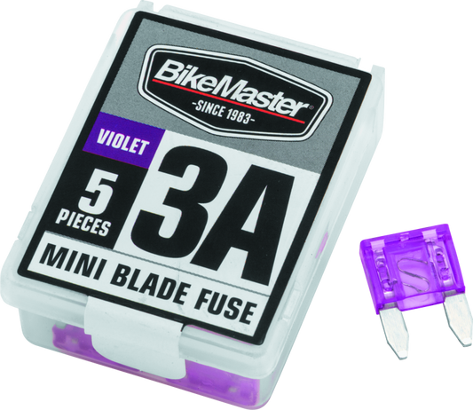 BikeMaster 5Piece 3A Replacement Mini Blade Fuse