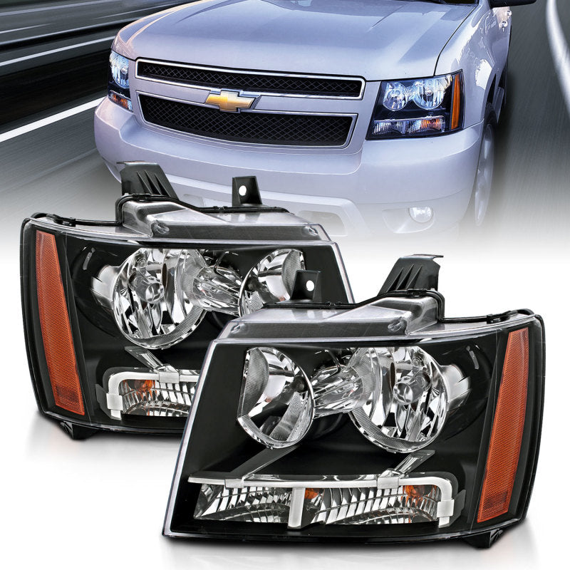 ANZO 2007-2014 Chevrolet Tahoe/Suburban Crystal Headlights Black