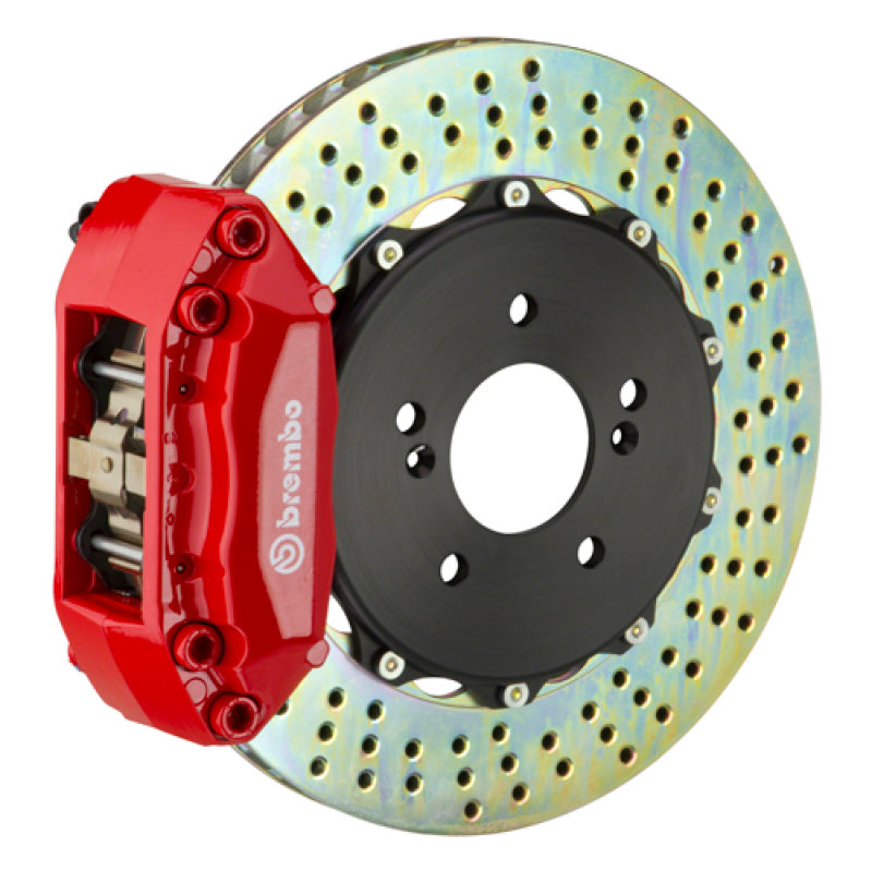 Brembo 90-01 Integra Front GT BBK 4 Piston Cast 2pc 328x28 2pc Rotor Drilled-Red