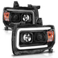 ANZO 2015+ GMC Canyon Projector Headlights w/ Plank Style Design Black w/ Amber