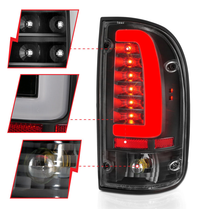 ANZO 95-00 Toyota Tacoma LED Taillights Black Housing Clear Lens (Pair)