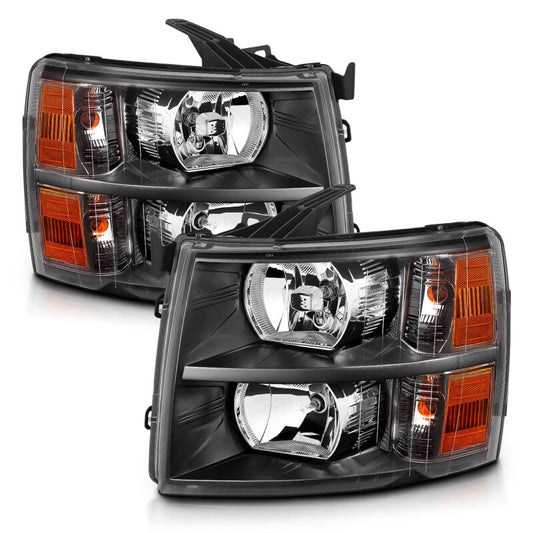 ANZO 2007-2013 Chevrolet Silverado Crystal Headlights Black