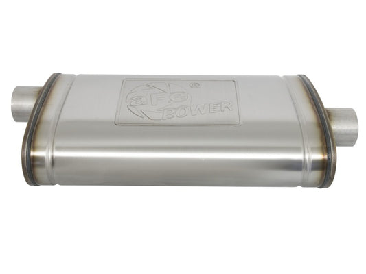 aFe MACHForce XP SS Muffler 3in Center Inlet / 3in Offset Outlet 22in L x 11n W x 6in H Body