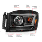 Anzo 06-09 Dodge RAM 1500/2500/3500 Headlights Black Housing/Clear Lens (w/ Light Bars)