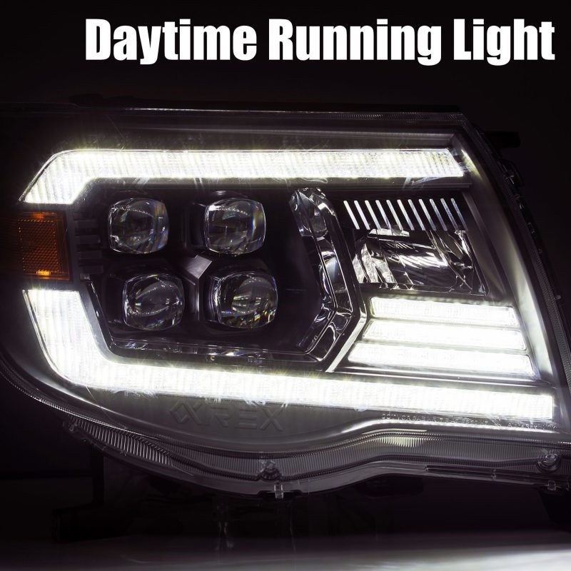 AlphaRex 05-11 Toyota Tacoma NOVA LED Projector Headlights Plank Style Alpha Black w/Activ Light/DRL