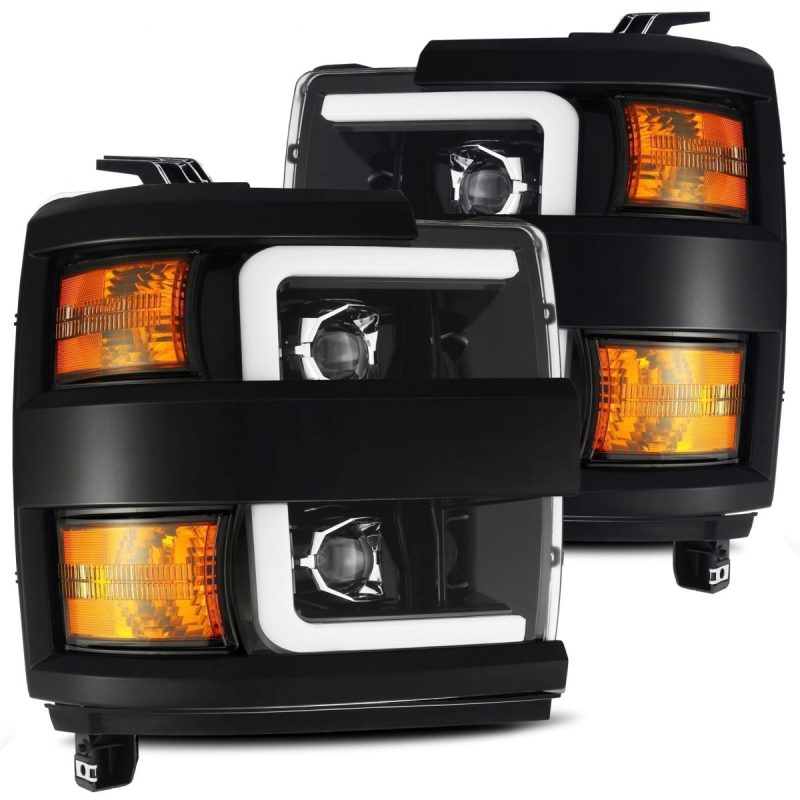 AlphaRex 15-19 Chevy 2500HD PRO-Series Proj Headlights Plank Jet Blk w/Activ Light/Seq Signal/DRL