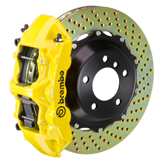 Brembo 07-08 G35/G35S Sedan Front GT BBK 6 Piston Cast 355x32 2pc Rotor Drilled-Yellow