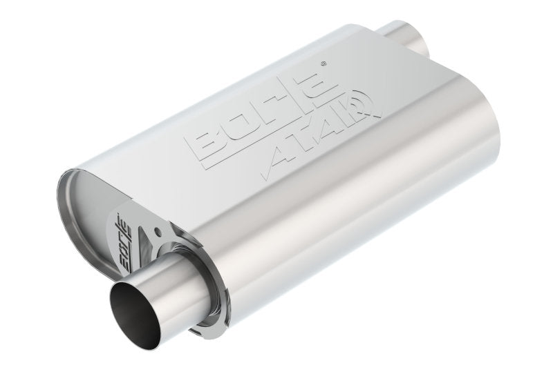 Borla CrateMuffler Small Block Chevrolet ATAK 2.5in Offset/Offset 14inx4.35inx9in Muffler