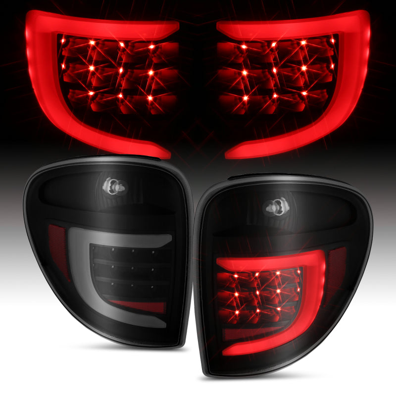 ANZO 2004-2007 Dodge Grand Caravan LED Tail Lights w/ Light Bar Black Housing Smoke Lens