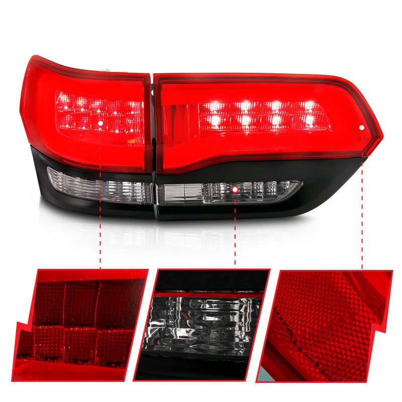 ANZO 2014-2016 Jeep Grand Cherokee LED Taillights Red/Clear