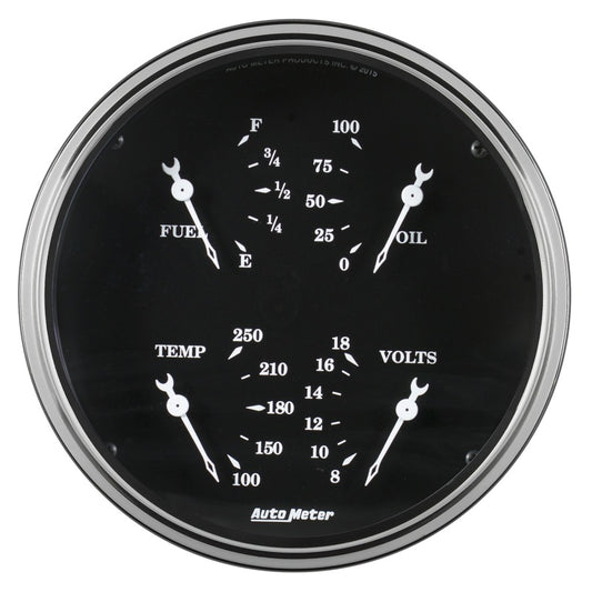 Auto Meter Gauge Quad 5in 0E-90F Elec Old Tyme Black