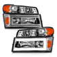 ANZO 04-12 GM Colorado/Canyon/I-Series Crystal Headlights - w/ Light Bar Chrome Housing 4pcs