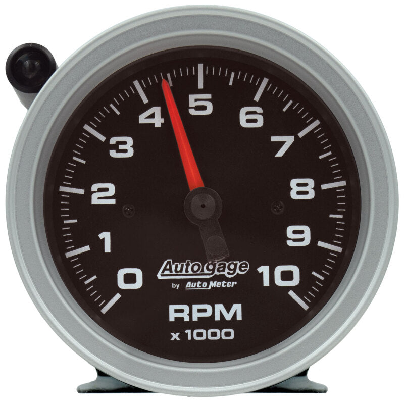 AutoMeter Tachometer Gauge 10K RPM 3 3/4in Pedestal w/Ext. Shift-Light - Black Dial/Black Case