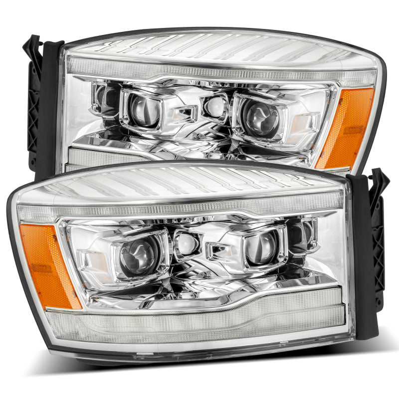 AlphaRex 06-08 Dodge Ram 1500HD PRO-Series Projector Headlights Plank Style Chrome w/Seq Signal/DRL