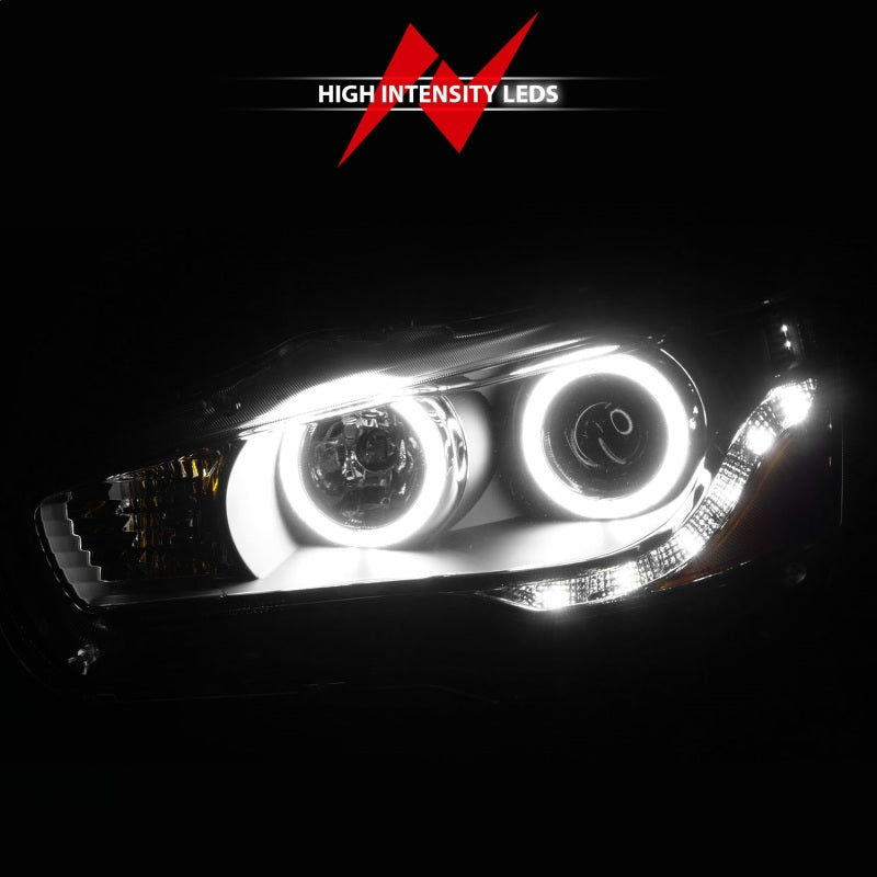 ANZO 2008-2015 Mitsubishi Lancer Projector Headlights w/ Halo Black (CCFL)