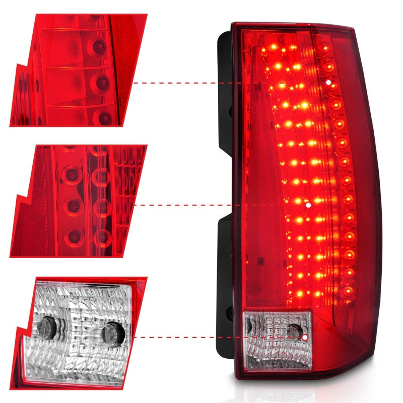 ANZO 2007-2014 Chevrolet Suburban LED Taillights Red/Clear - Escalade Look