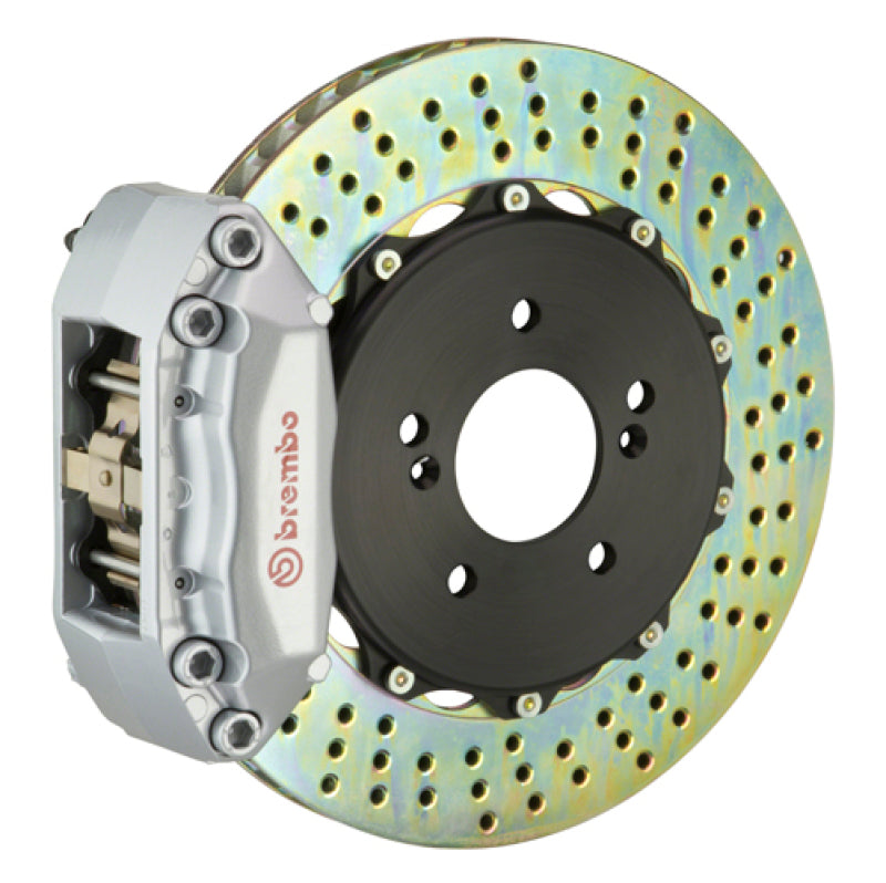 Brembo 97-01 Integra Type-R Front GT BBK 4 Piston Cast 2pc 328x28 2pc Rotor Drilled-Silver