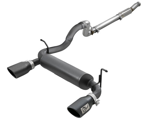 aFe Rebel Series 409 Stainless Steel Cat-Back Exhaust 18-21 Jeep Wrangler JL 2.0L (t) - Black Tip