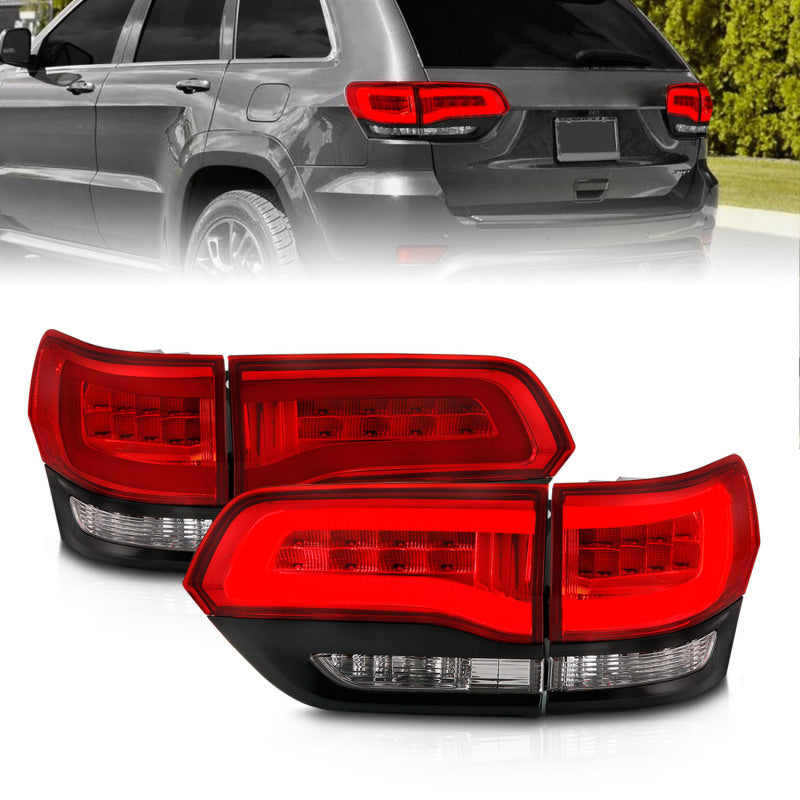 ANZO 2014-2016 Jeep Grand Cherokee LED Taillights Red/Clear