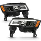 ANZO 2017-2018 Jeep Grand Cherokee Projector Headlights w/ Plank Style Switchback - Black w/ Amber