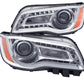 ANZO 2011-2014 Chrysler 300 Projector Headlights w/ Plank Style Design Chrome