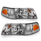 ANZO 1998-2005 Ford Crown Victoria Crystal Headlight Chrome With Bumper Light (OE)