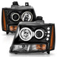 ANZO 2007-2013 Chevrolet Avalanche Projector Headlights w/ Halo Black (CCFL)