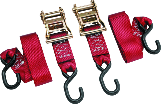 BikeMaster 2x84in Ratchet Tiedown Pair - Red