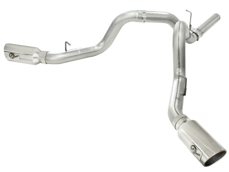 aFe MachForce XP Exhaust 4inch DP-Back All SS 2011-14 GM Diesel Trucks V8-6.6L LML Polished