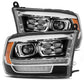 AlphaRex 09-18 Dodge Ram 1500HD PRO-Series Proj Headlight Plnk Style Blk w/Chrm Acc w/Seq Signal/DRL