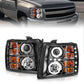 ANZO 2007-2013 Chevrolet Silverado 1500 Projector Headlights w/ Halo Black