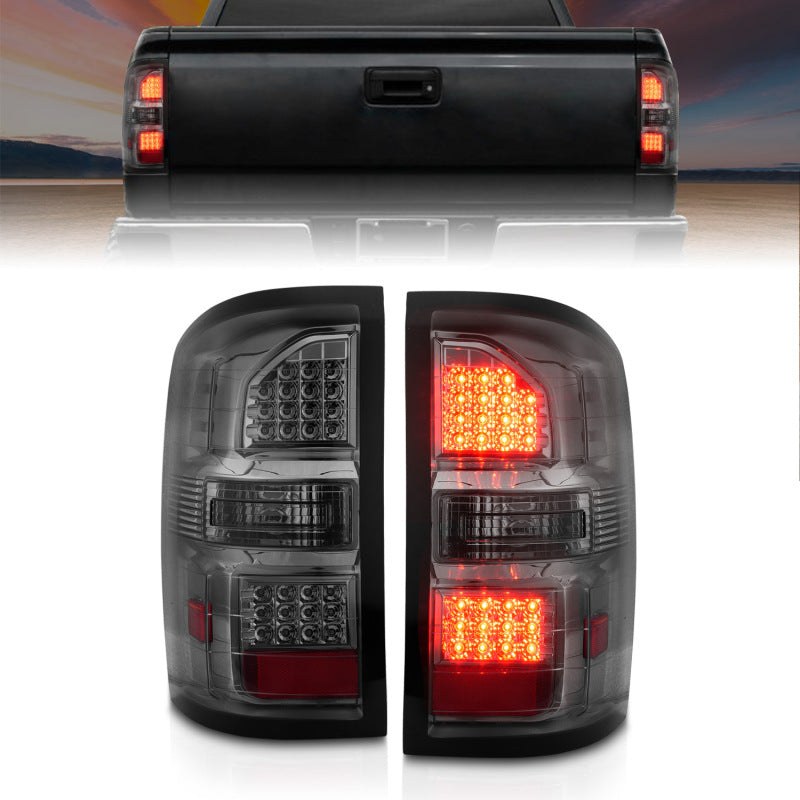 ANZO 2014-2018 GMC Sierra LED Tail Lights Black Housing Smoke Lens