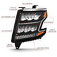 ANZO 15-20 Chevy Tahoe/Suburban LED Light Bar Style Headlights Black w/Sequential w/DRL w/Amber