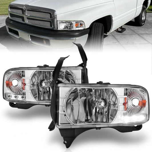 ANZO 1994-2001 Dodge Ram Crystal Headlights Chrome w/ LED